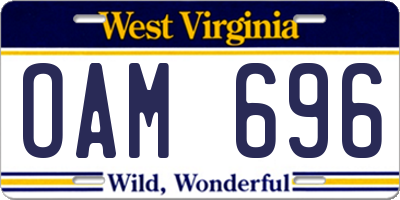 WV license plate OAM696