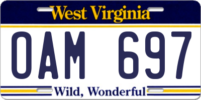 WV license plate OAM697