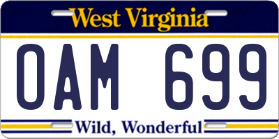 WV license plate OAM699