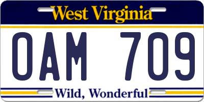 WV license plate OAM709