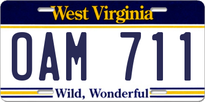 WV license plate OAM711