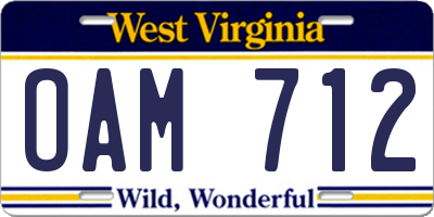 WV license plate OAM712