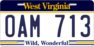 WV license plate OAM713