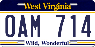 WV license plate OAM714