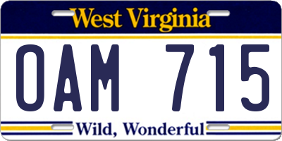 WV license plate OAM715