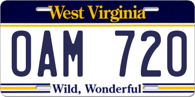 WV license plate OAM720