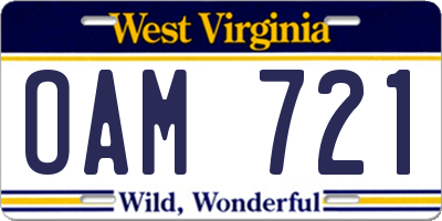 WV license plate OAM721