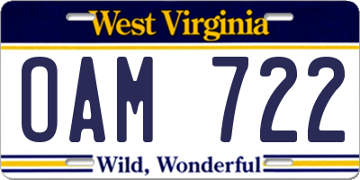 WV license plate OAM722