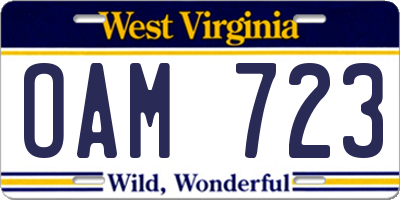 WV license plate OAM723