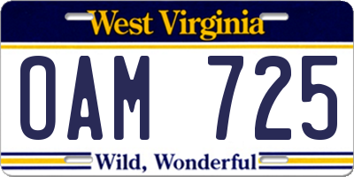 WV license plate OAM725