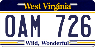 WV license plate OAM726