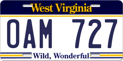 WV license plate OAM727