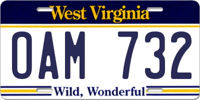 WV license plate OAM732