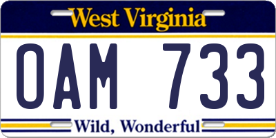WV license plate OAM733