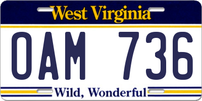 WV license plate OAM736
