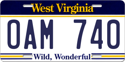 WV license plate OAM740