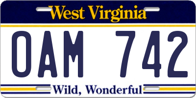 WV license plate OAM742