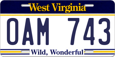WV license plate OAM743