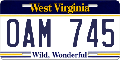 WV license plate OAM745