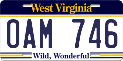 WV license plate OAM746