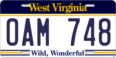WV license plate OAM748