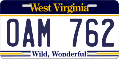 WV license plate OAM762