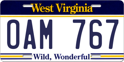 WV license plate OAM767
