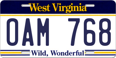 WV license plate OAM768
