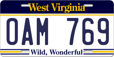 WV license plate OAM769
