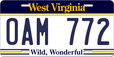 WV license plate OAM772