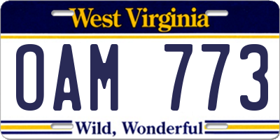 WV license plate OAM773