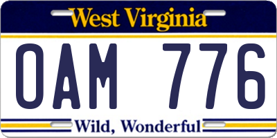 WV license plate OAM776