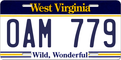 WV license plate OAM779