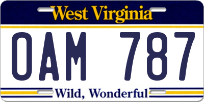 WV license plate OAM787