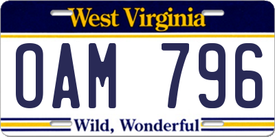 WV license plate OAM796