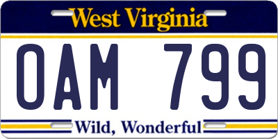 WV license plate OAM799