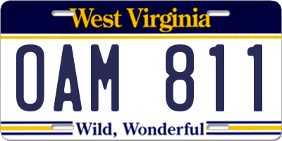 WV license plate OAM811