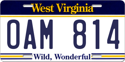 WV license plate OAM814