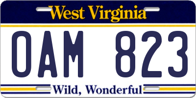 WV license plate OAM823