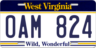 WV license plate OAM824