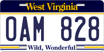 WV license plate OAM828
