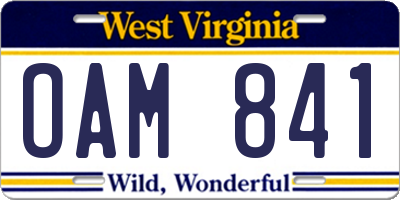 WV license plate OAM841
