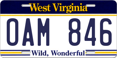 WV license plate OAM846