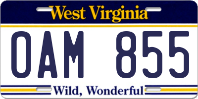WV license plate OAM855