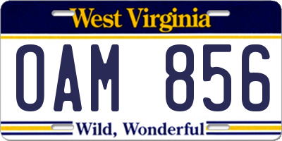 WV license plate OAM856