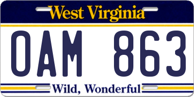 WV license plate OAM863