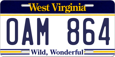 WV license plate OAM864