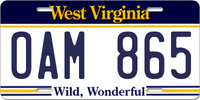 WV license plate OAM865
