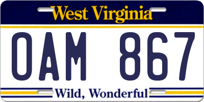 WV license plate OAM867