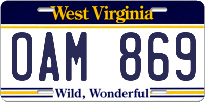 WV license plate OAM869